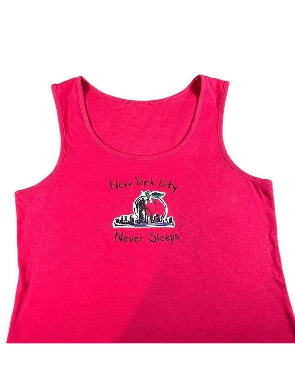 Y2K New York City Never Sleeps Red Graphic Tank Top